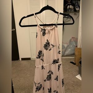 Medium Pink and Black Floral Long Dress